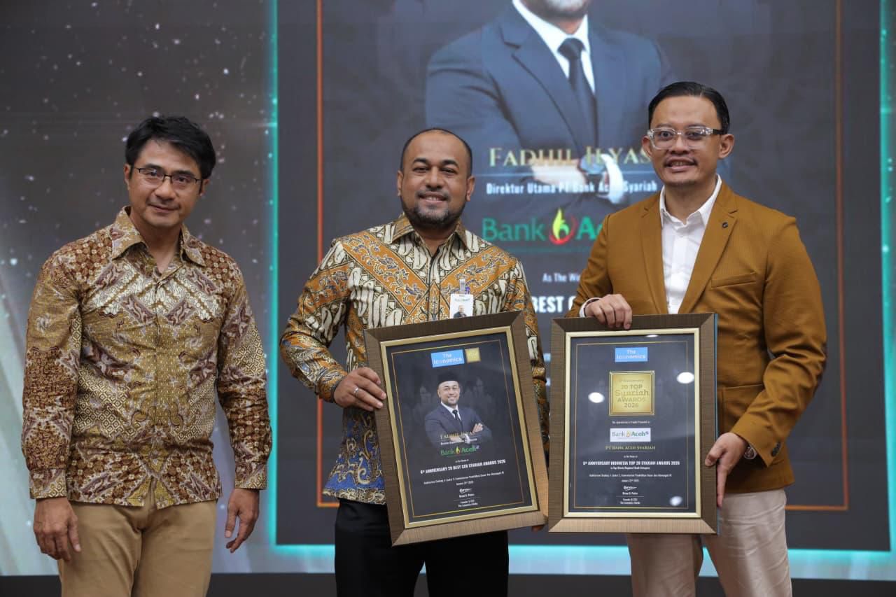Bank Aceh Raih Penghargaan Bergengsi di 6th Anniversary Indonesia 20 Syariah Awards 2026, Direktur Utama Fadhil Ilyas Dinobatkan Sebagai Best CEO