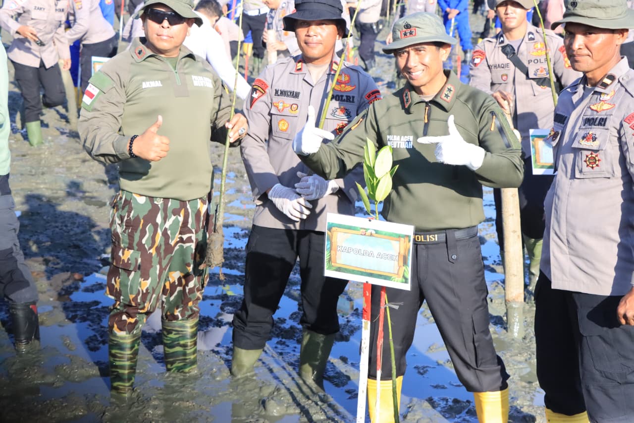 Polda Aceh Tanam 10.000 Mangrove untuk Wujudkan Program Green Policing
