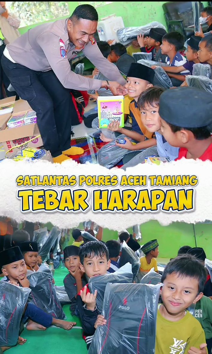 Satlantas Polres Aceh Tamiang Salurkan Bantuan Pendidikan bagi Pelajar Terdampak Banjir