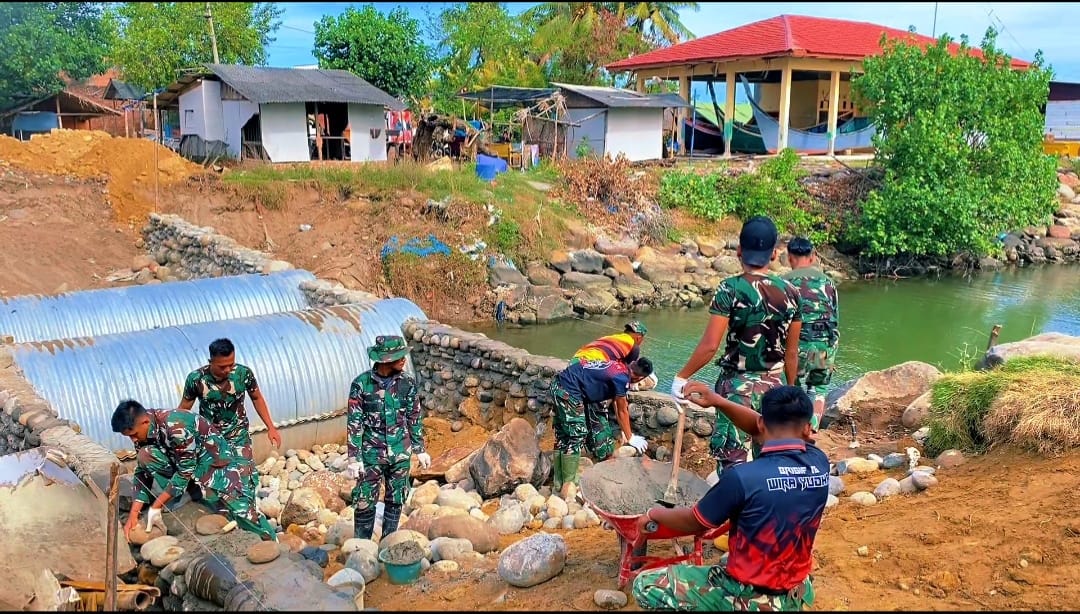 Pembangunan jembatan Armco Desa Bangka Jaya, Aceh Utara Capai 92 Persen.