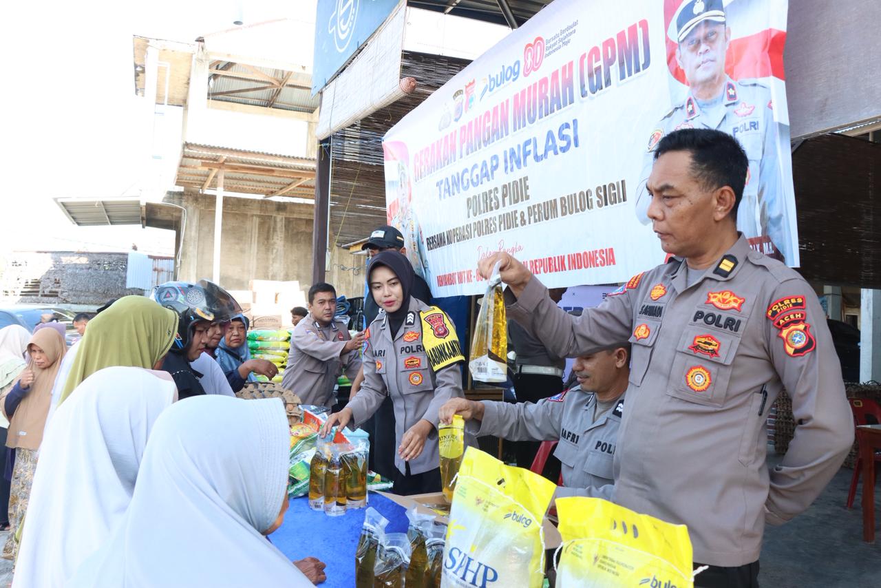 Polres Pidie Gelar Gerakan Pangan Murah Polri, Bantu Masyarakat Dapatkan Beras Terjangkau di Bulan Ramadhan