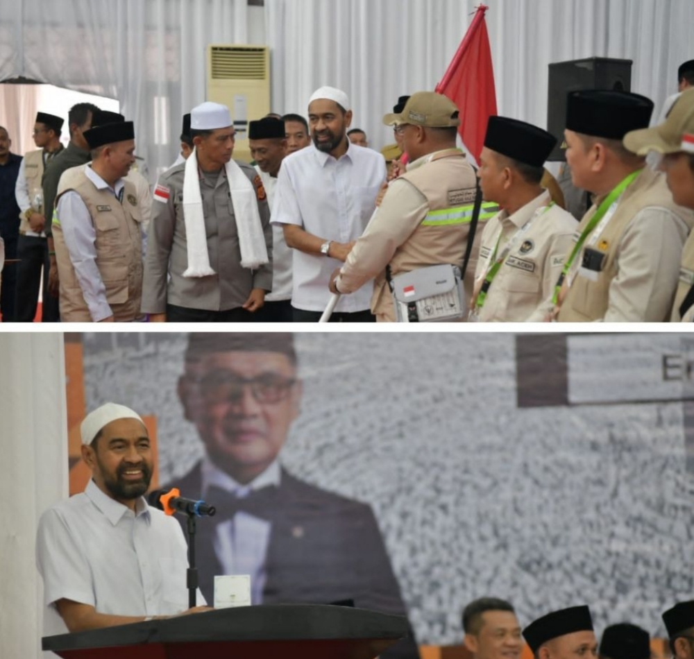Mualem Lepas Kloter Perdana Calon Jemaah Haji Aceh, Ingatkan Bersihkan Hati dan Jaga Kesehatan
